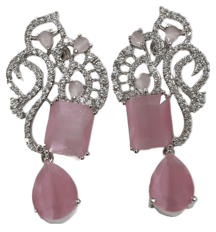 American Diamond with stone work partywear earrings view 2