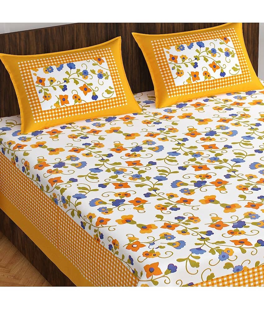 Cosito Cotton 1 Double Bedsheet with 2 Pillow Covers ( Multicolor ) view 2