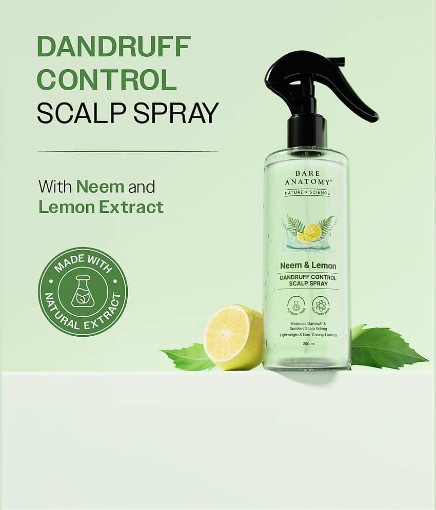 Bare Anatomy Dandruff Control Scalp Spray for Dandruff & Flake Reduction with Neem & Lemon, 200 ml view 2