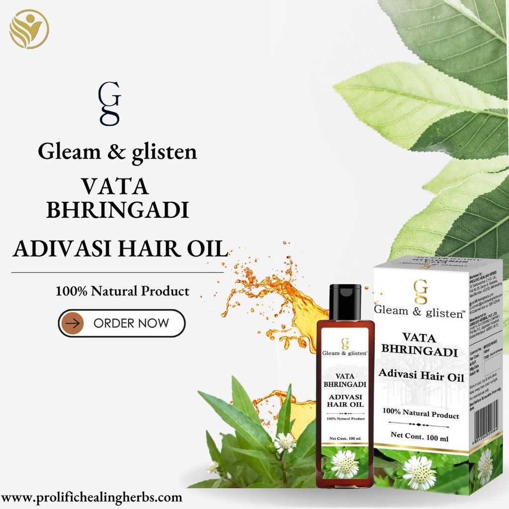 Gleam & glisten Vata Bhringadi Adivasi Hair Oil, 100ml. Strength to Hair, Eliminate Dandruff, Reduces Hair Fall, Promotes Hair Growth, Shiny & Smooths Hair view 2