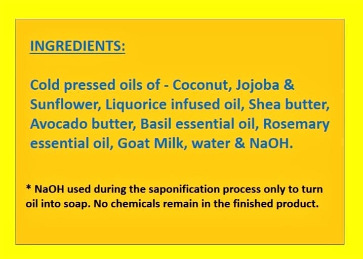 Rosemary & Liquorice Goat Milk Soap (Certified Organic Ingredients) - Normal Skin. view 2