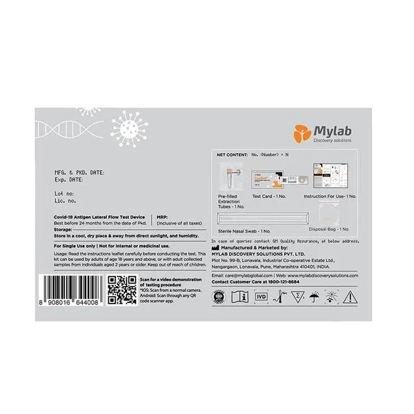 Covieasy Covid 19 Rapid Antigen Self Test Kit 1 Kit (Pre Filled Extraction Tube, Test Card, Sterile Nasal Swab, Biohazard Bag , Each 1 No) view 2
