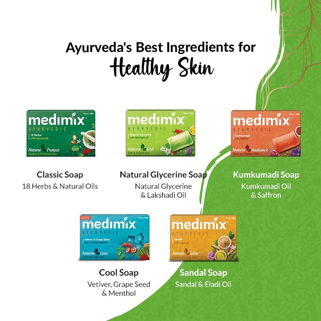 Medimix Ayurvedic Skinfit Bathing Soaps 125G (Pack Of 5)| For Healthy & Protected, Cool & Fresh, Soft & Supple, Radiant & Glowing Body | Paraben & Sulphate Free | 100% Vegan view 2