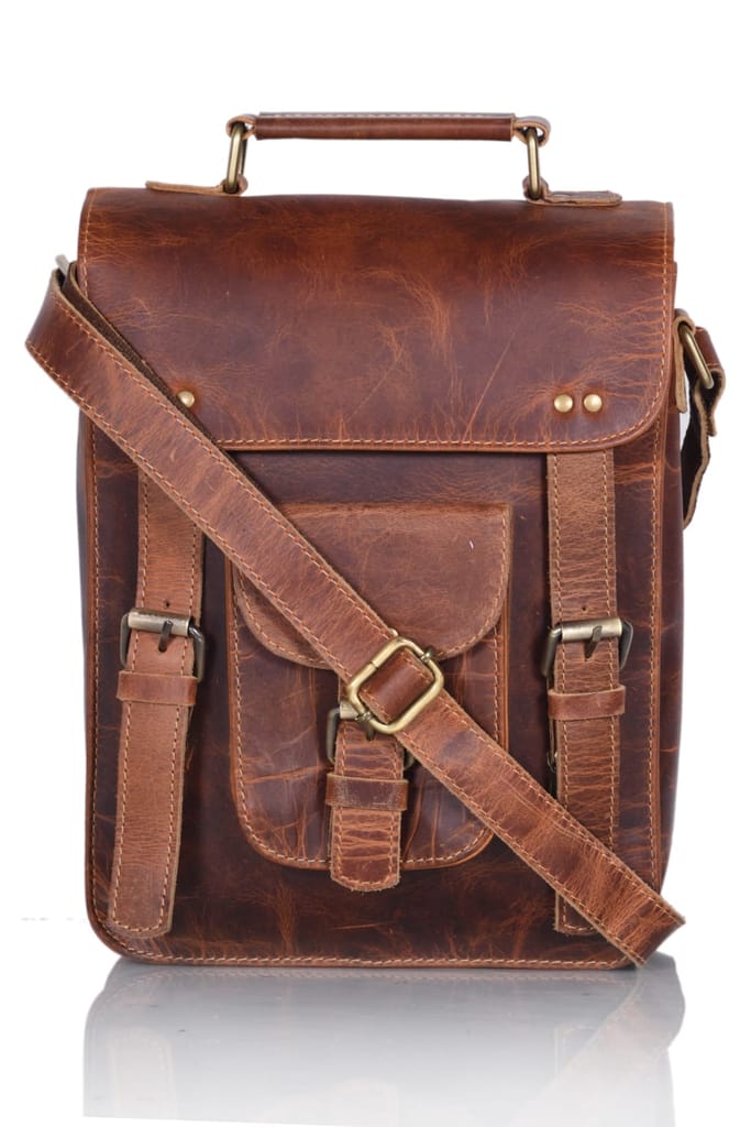 Joyait Leather Handicraft - 100% Leather Shoulder bag, Travel Bag for Men & Women - Brown