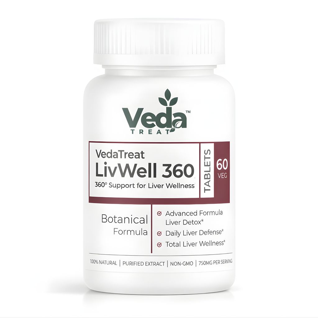 VedaTreat LivWell 360 – Ayurvedic Liver Support Tablets | With Bhumi Amla, Kutki, Kalmegh, Punarnava & Giloy | 360° Liver Wellness & Detox Support | 60 Veg Tablets view 2