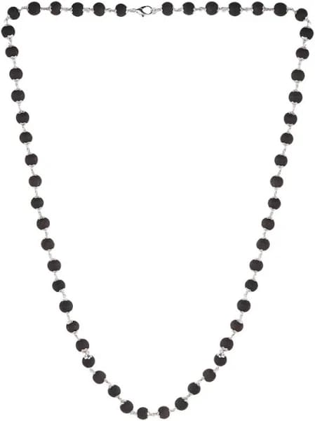 Black beaded necklace with silver accents view 2