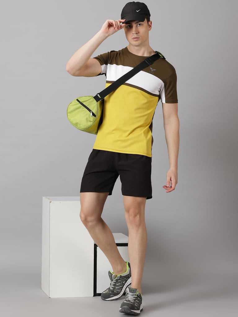 Polyester Olive & Yellow Round Neck view 2