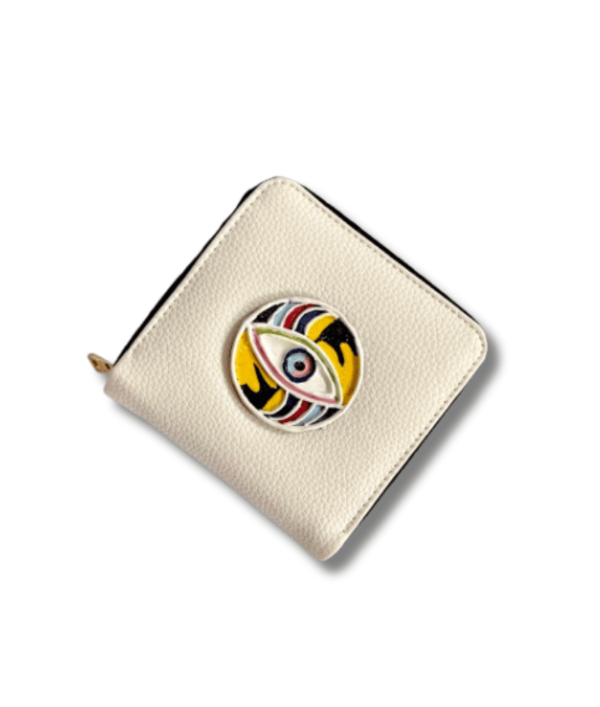 White Evil Eye Lippan Art Mini Handcrafted Wallet view 2