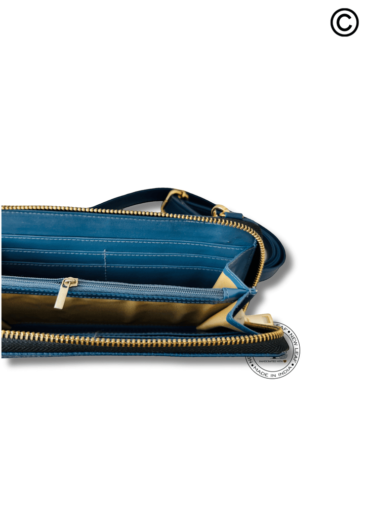 Elephant Blue Handcrafted Lippan Art Wallet Sling view 2
