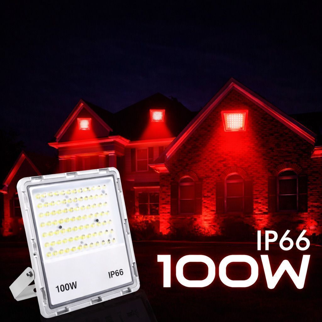 SPARKWORLD 100W Lens Model IP66 Waterproof Led Flood Light Outdoor Lamp With Flood Light Outdoor Lamp (Red) view 2