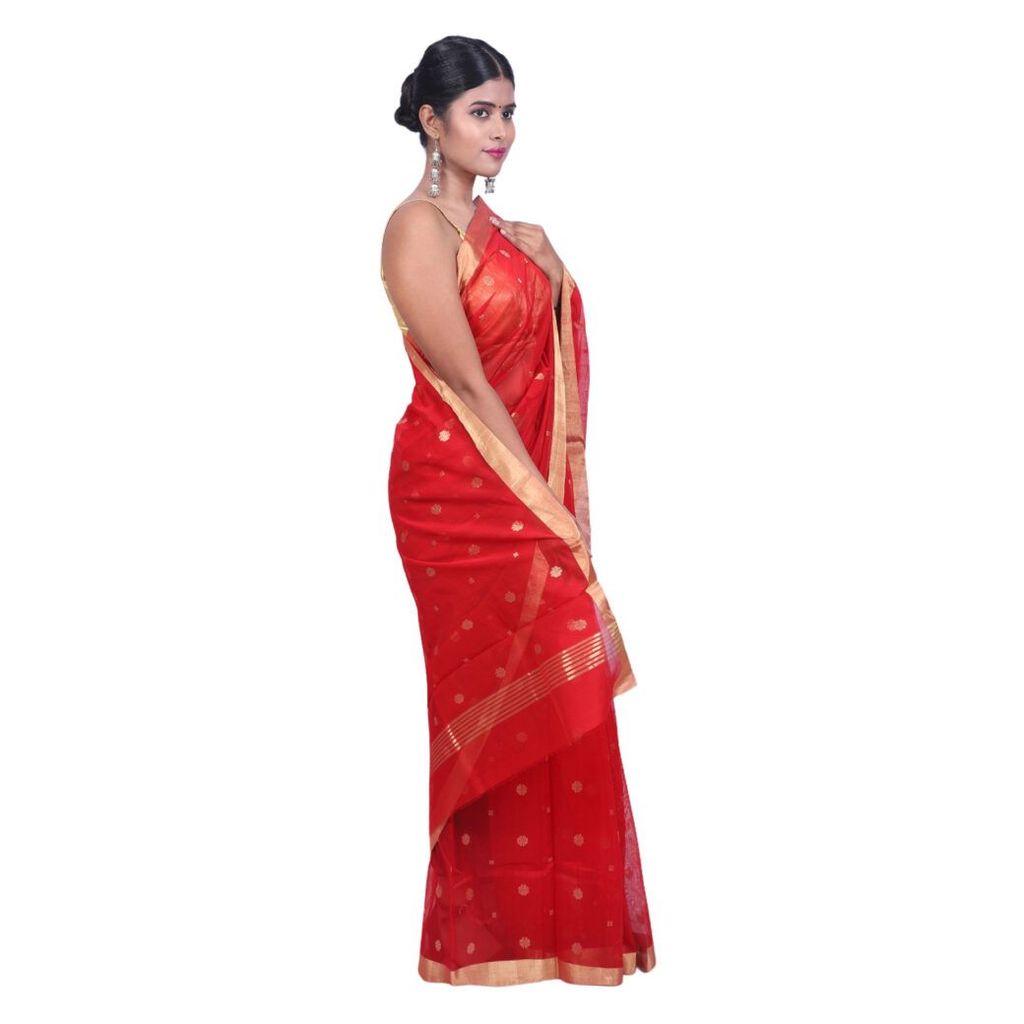 HANDLOOM CHANDERI SAREE- MERCERISED (COTTON+SILK MIX) WITH BLOUSE (SKU - 1SC105080621 SAREE- 60) view 2