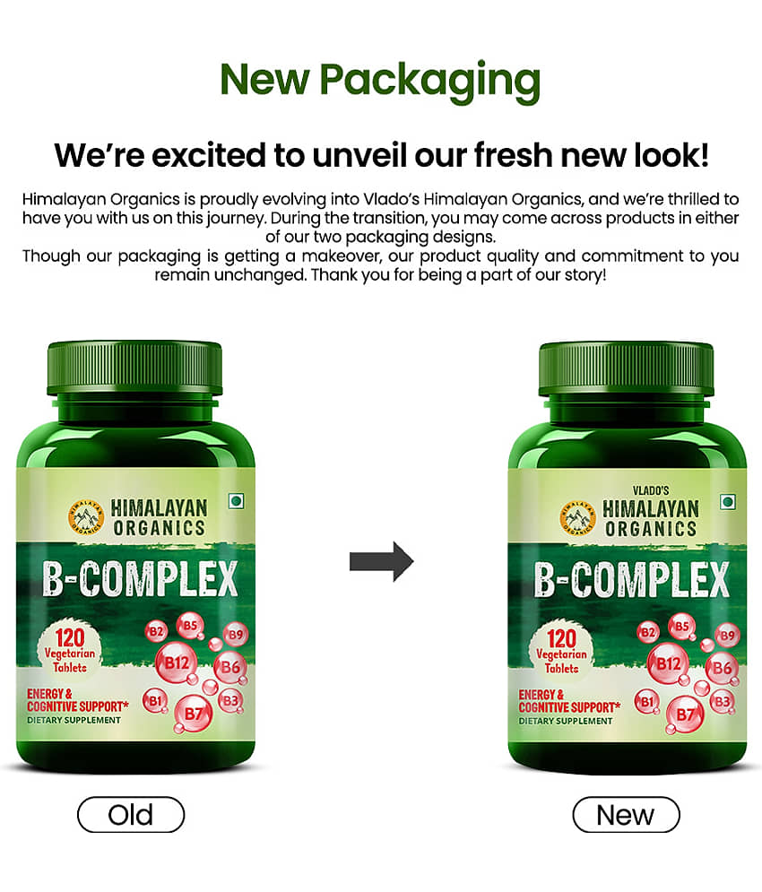 Vlado's Himalayan Organics Vitamin B Complex Tablets B1, B2, B3, B5, B6, B7, B9 & B12, 120 No.s view 2