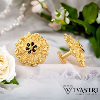 Vivastri Premium Gold Plated Alloy Stud Earrings Combo for Women & Girls Pack of 2 view 2