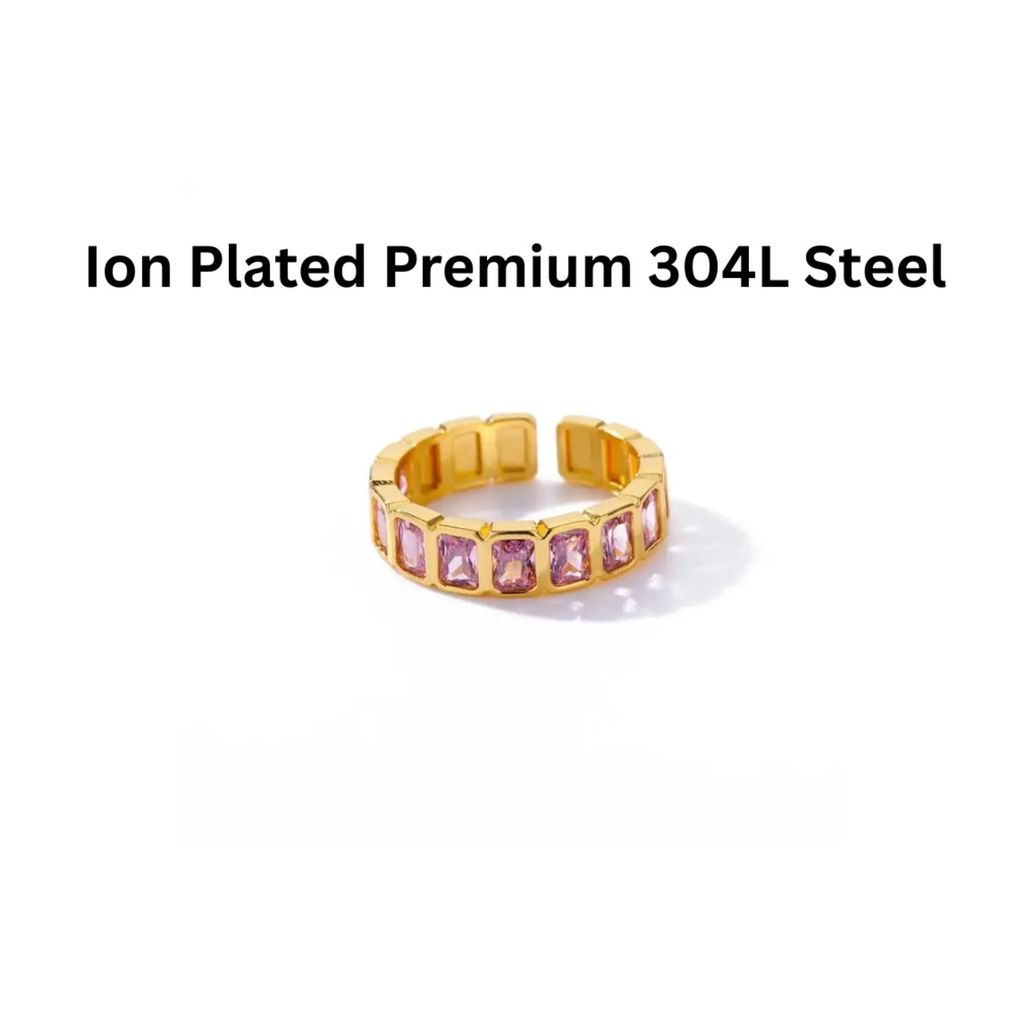 Green Gemstone Steel Ring view 2