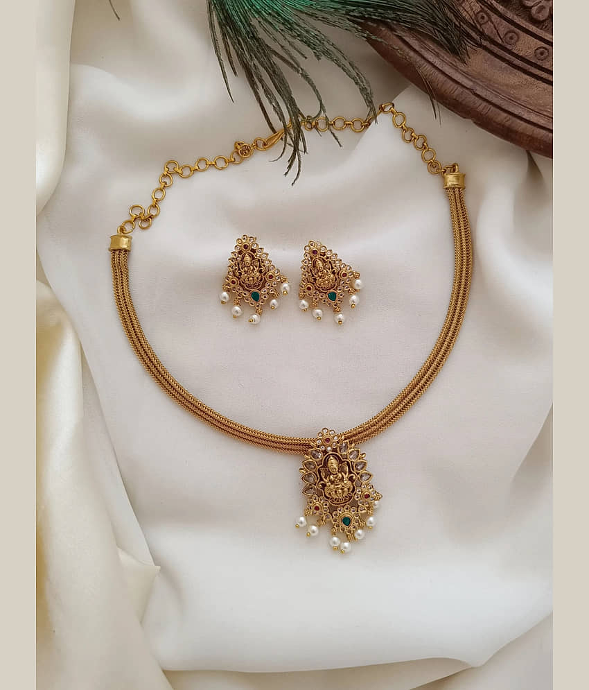 ROFARWORD Gold Brass Necklace Set ( Pack of 1 ) view 2