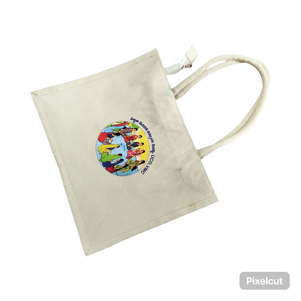canvas tote bag with a printed graphic view 2