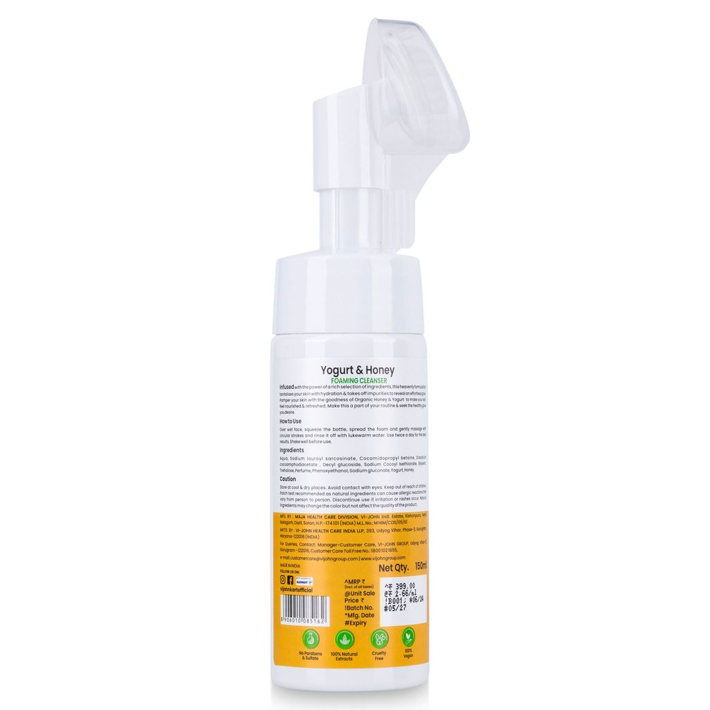 VI-JOHN PRAKRITIK Yogurt & Honey Foaming Face wash Restores glow, Made With 100% Natural Bio Actives - 150ml Face Wash (150 ml) view 2