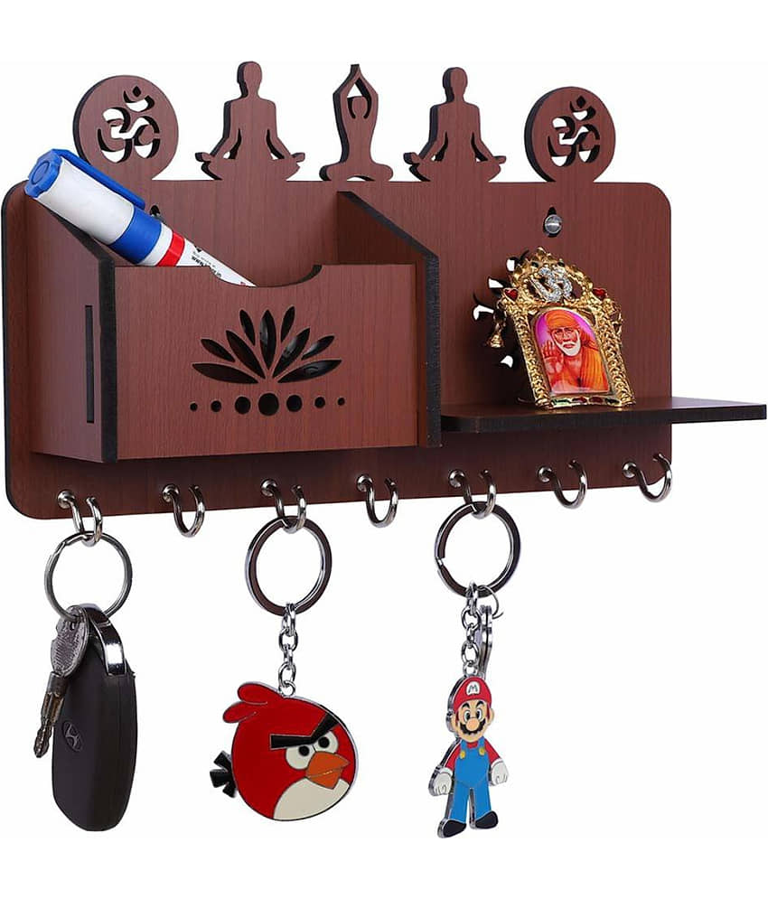 Arpita Crafts Brown Wood Key Holder - Pack of 1