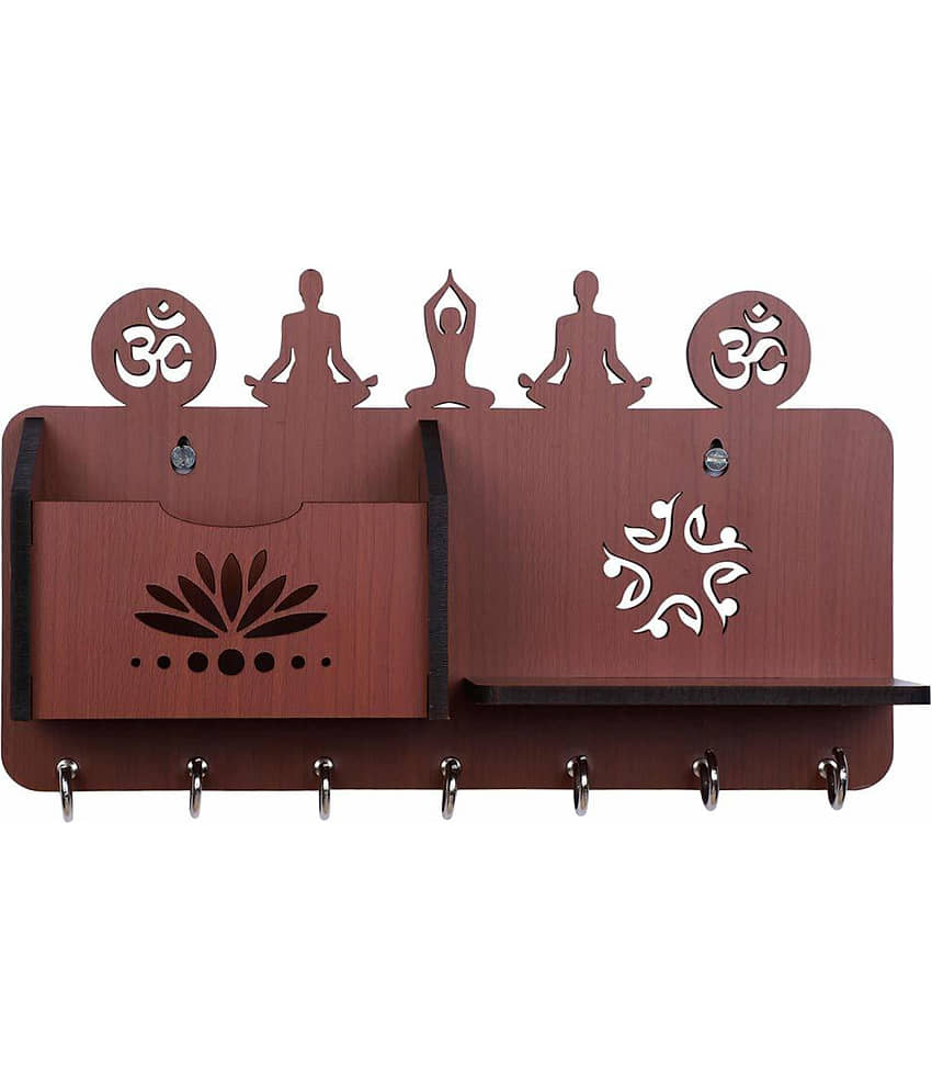 Arpita Crafts Brown Wood Key Holder - Pack of 1 view 2