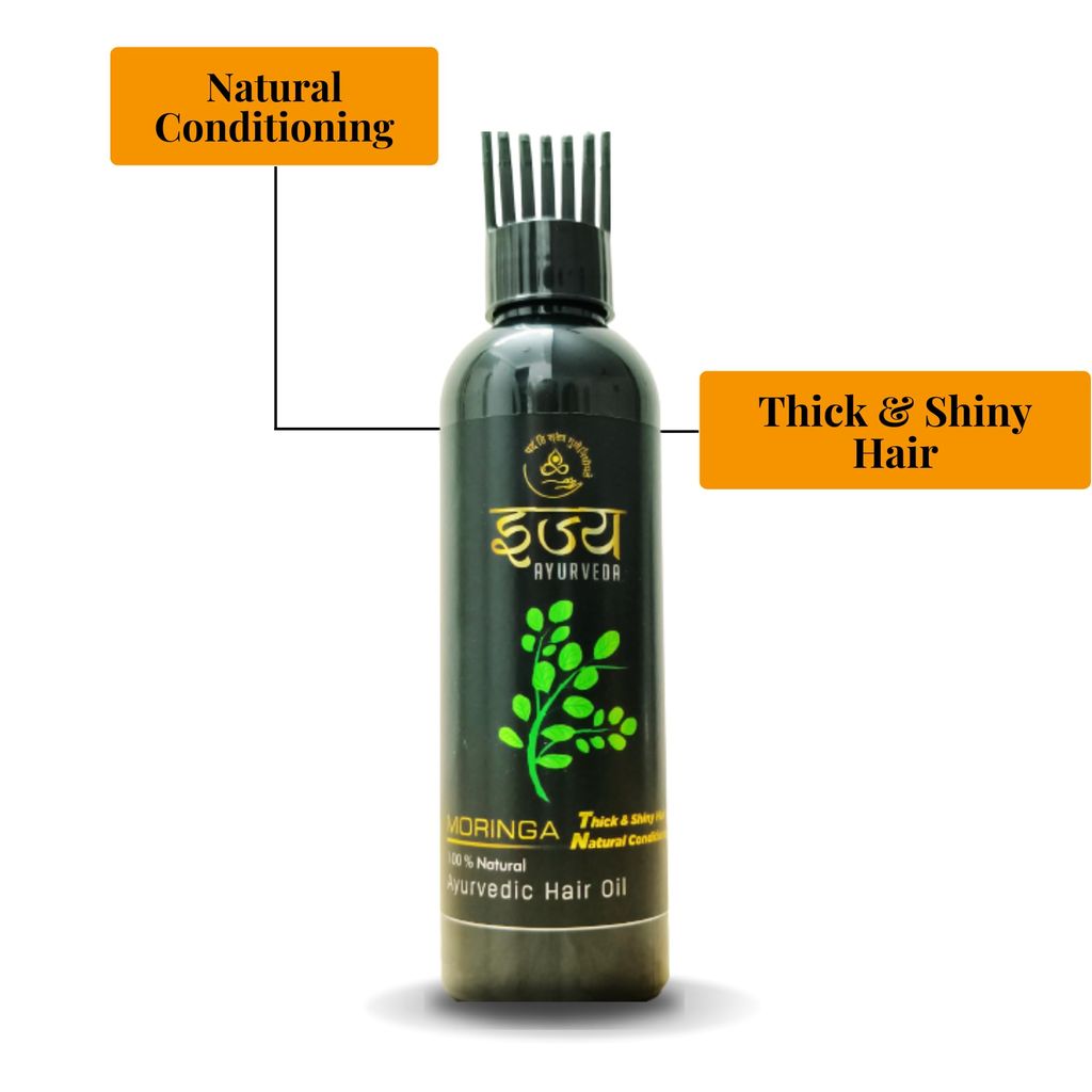 Ijya Ayurveda Moringa Miracle Ayurvedic Hair Oil - Promotes Thick & Shiny Hair | Natural Conditioning with Moringa, Curry Leaves, Coconut Oil & Hibiscus | 100% Natural view 2