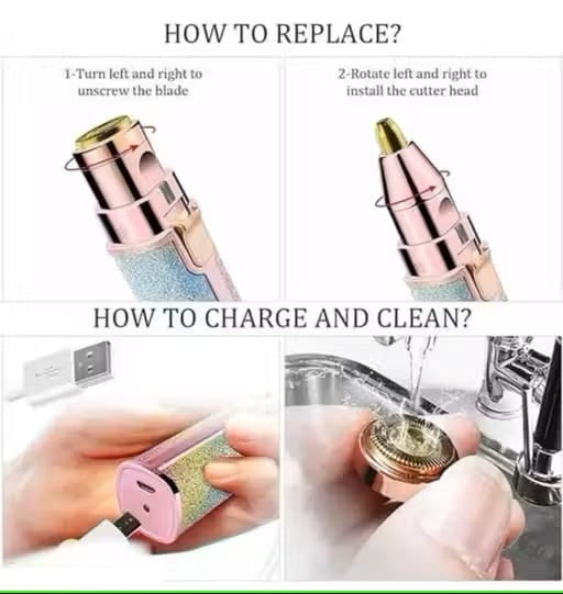 2 in 1 Rainbow Blowless Painless Face Hair Removal Machine for Women Upper lip, Eyebrow Hair, Chin Hair Epilator Hair Remover Trimmer for Women view 2