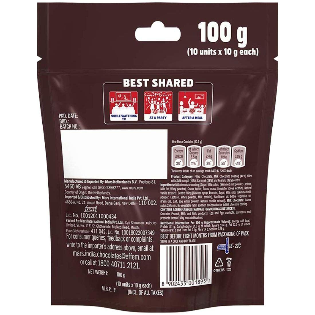 Snickers Chocolate Home Pack 100 Gms view 2
