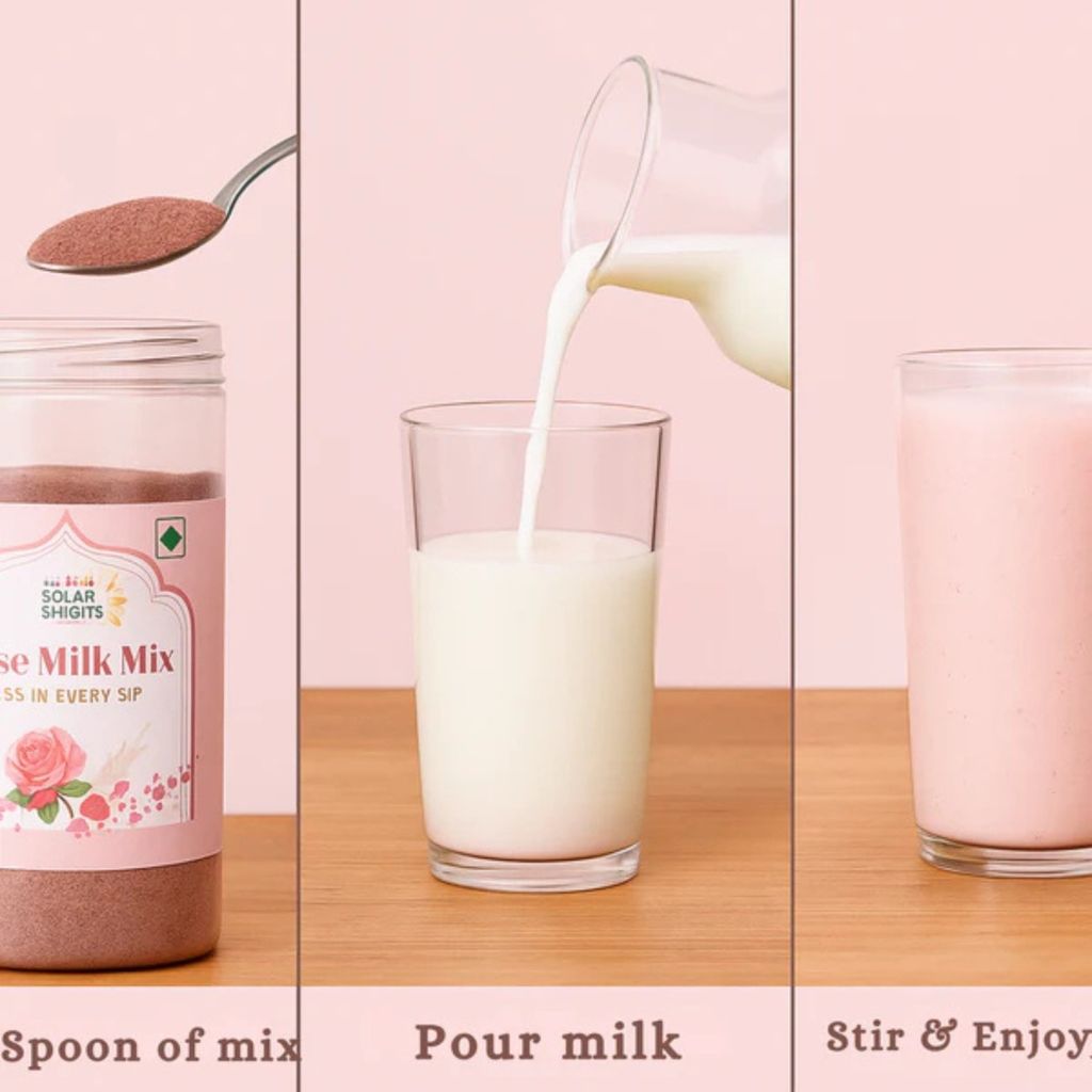 DR. RENGA'S SOLAR DELIGHTS Vegan Rose Milk Powder | 100% Dairy Free (No Milk Solids) | Instant Mix for Milkshakes & Lattes | Jaggery Sweetened | 200g view 2