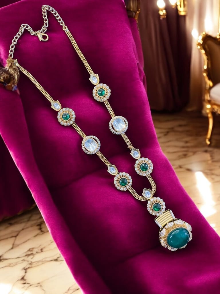 Stunning Gold and Emerald Pendant Set By Dia Art Jewels view 2
