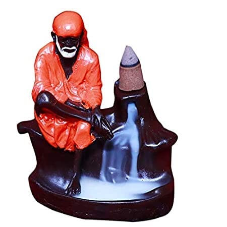 Smoke Backflow Fountain Sai Baba Incense Holder Decorative Showpiece Gift with Free 10 Scented Cone Incenses. view 2