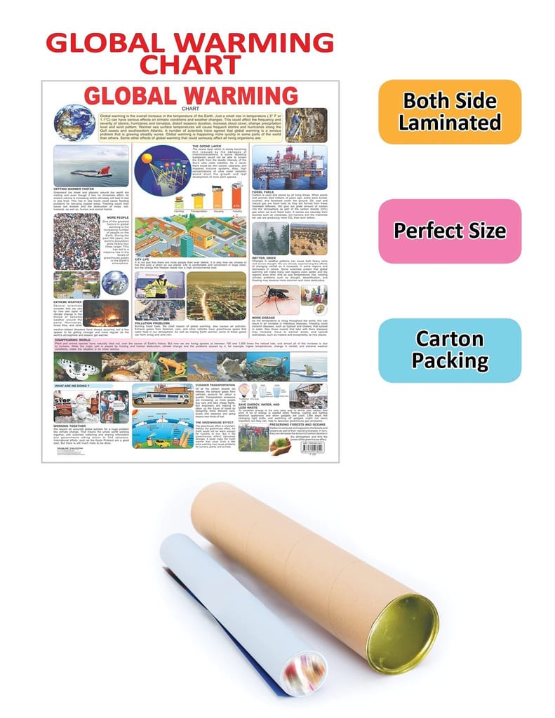 Global Warming Educational Wall Chart For Kids - Both Side Hard Laminated (Size 48 x 73 cm) [Poster] Dreamland Publications view 2