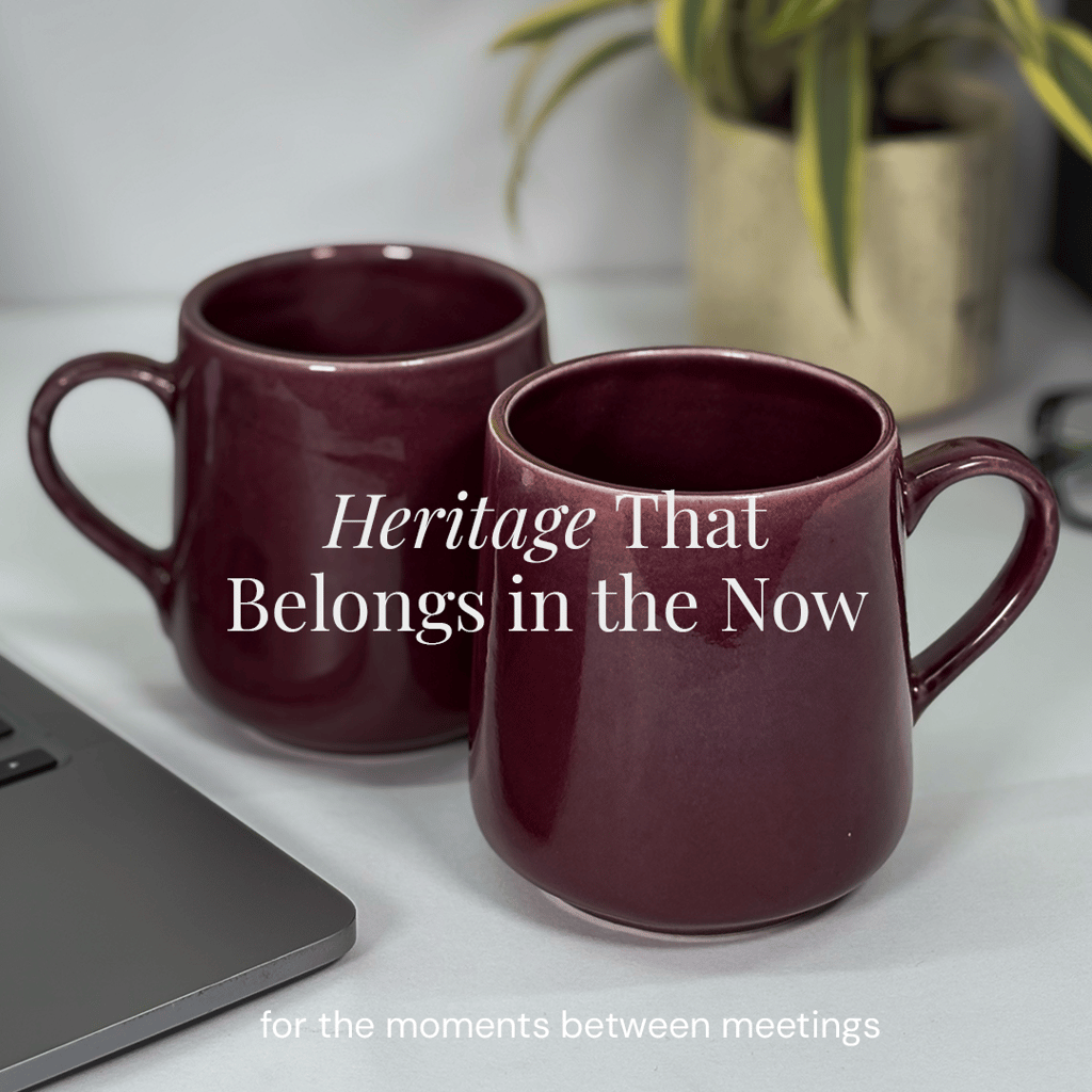 Heritales Dark Merlot Ceramic Mug for Coffee, Milk & Tea Lovers – 350 ML | Handcrafted in India |Vegan, Bone China-Free | Microwave, Dishwasher & Freezer Safe | Premium Artisanal Mug– Set of 1 view 2