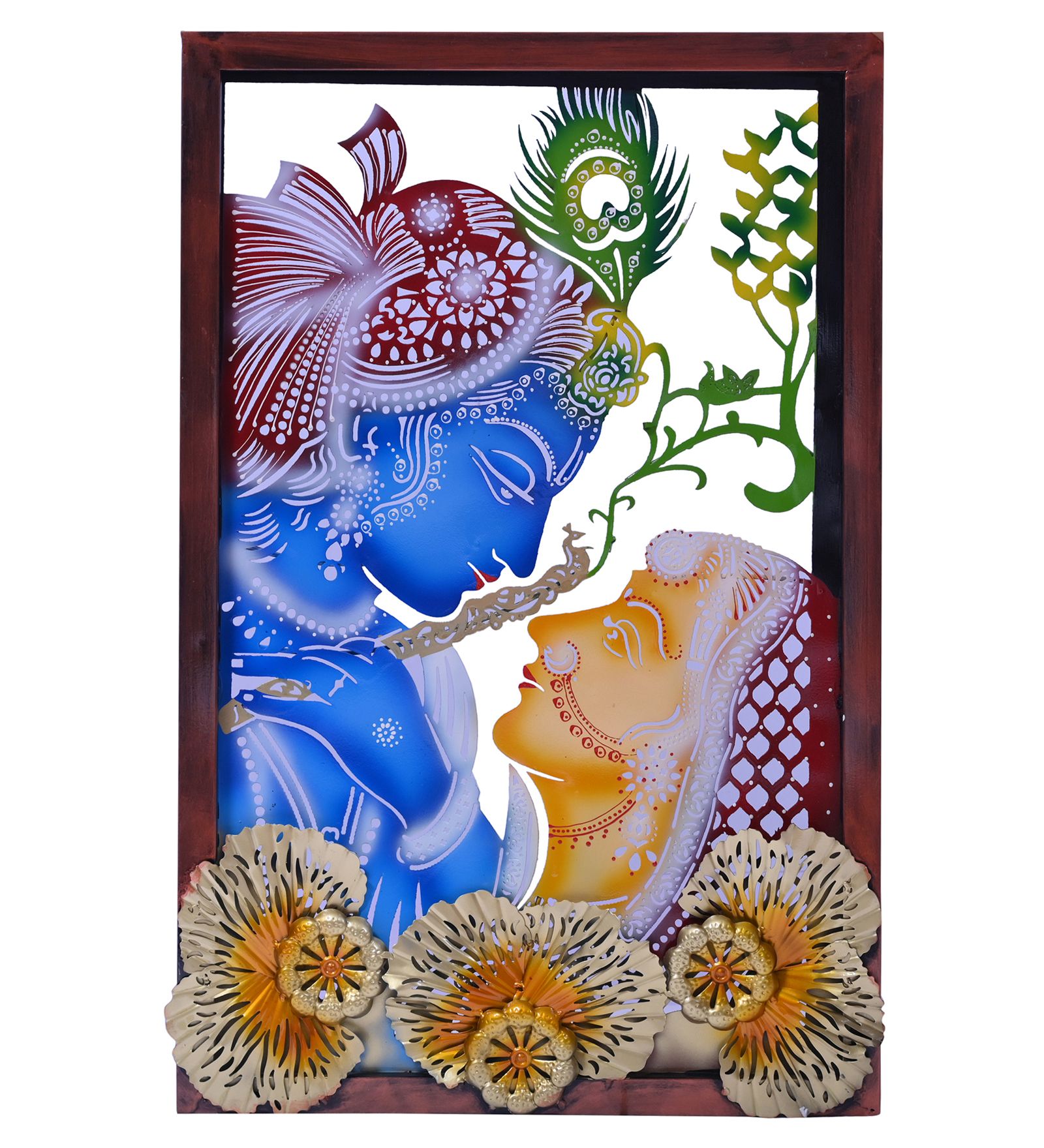 IPC Radhe Krishna Metal Wall Art Frame | Wall Sculptures Home Decor, Office, Restaurant and for Gift Purposes 30"x20" Height x Length view 2