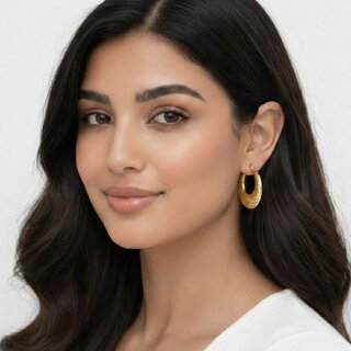 18k Gold Plated Hoop Earring (Organic Oval Hoop Earrings) view 2