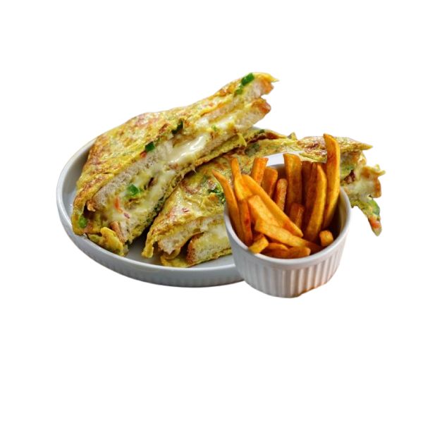 Crispy Bread Omelette with Finger Chips