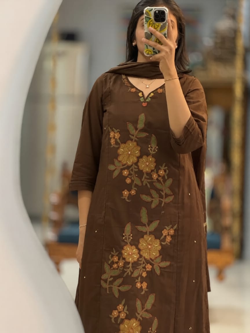 Kalamkari Suit Set with Cotton Dupatta view 2