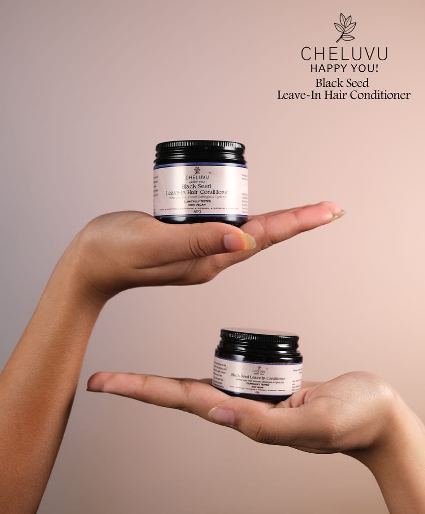 Cheluvu Black Seed Leave-in Hair Conditioner - 100% Vegan, Clinically Tested, Detangles, Fights Frizz, Eco Packaging, Sustainable" 50 gm view 2