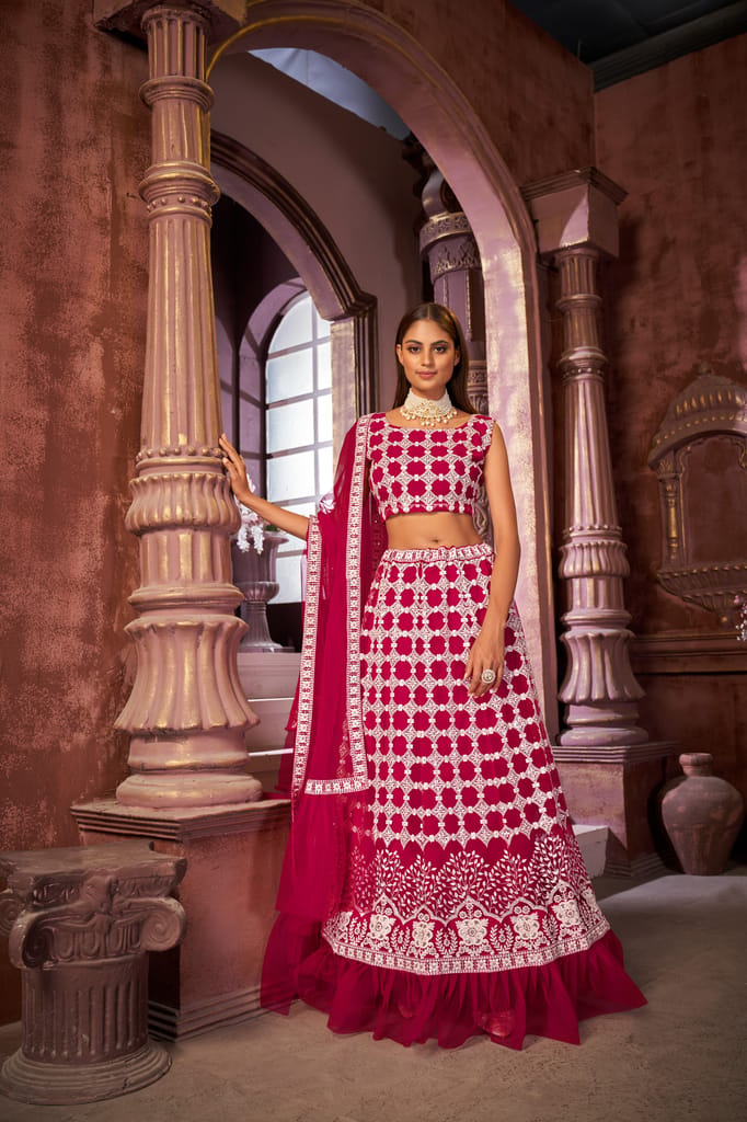 Rani Pink Sequance work heavy semi-stitched lehenga choli
