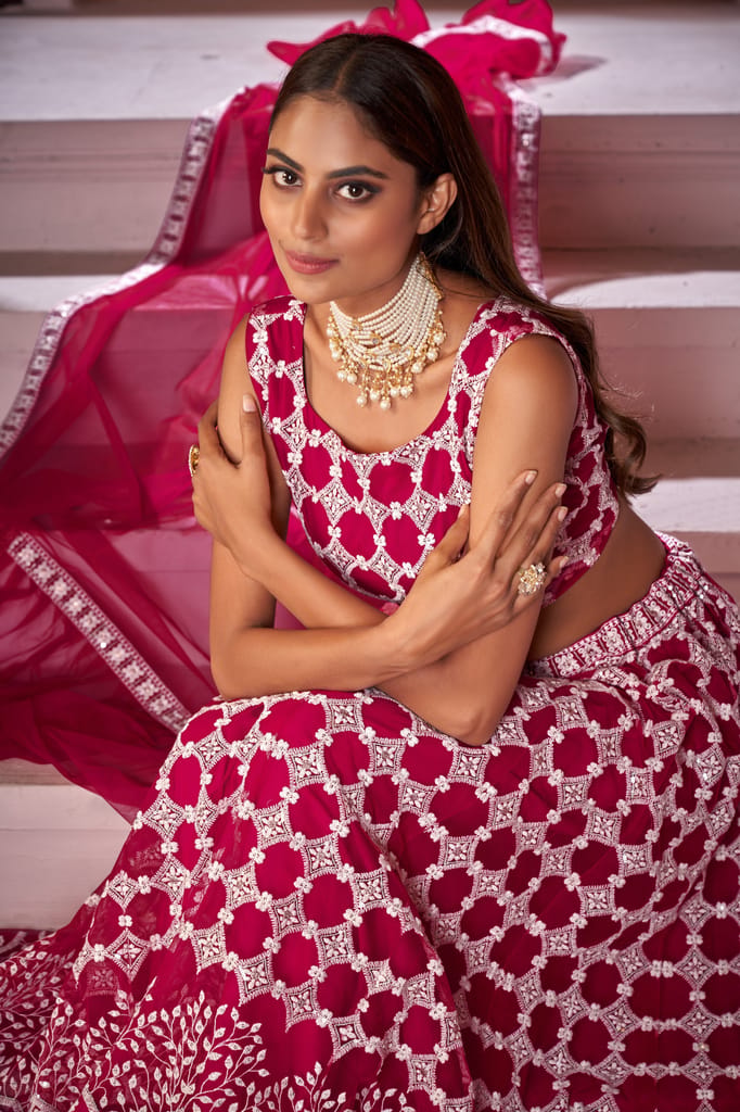 Rani Pink Sequance work heavy semi-stitched lehenga choli view 2