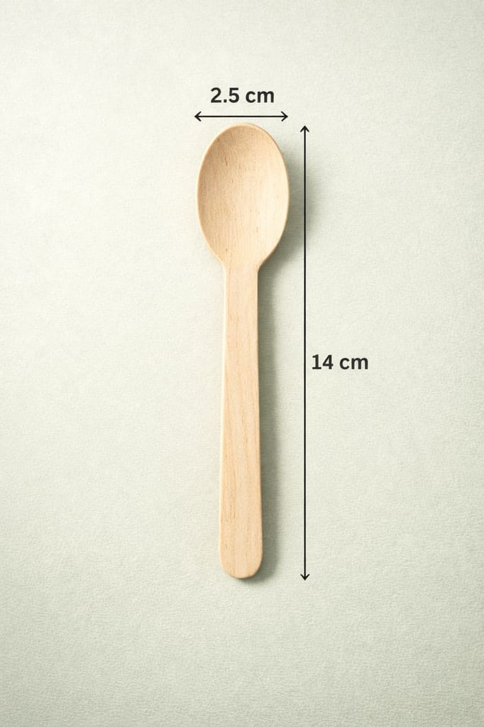 "WEKTU Premium 14cm Wooden Spoons | 100% Natural & Biodegradable | Eco-Friendly Disposable Cutlery | Food Safe, Chemical Free & Sustainable (Pack of 100)" view 2