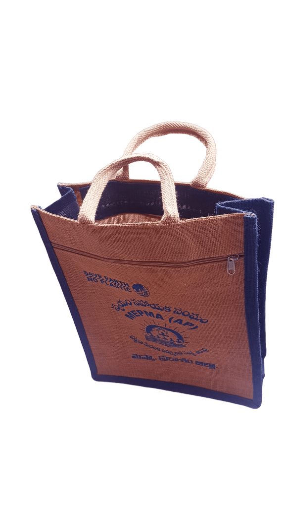 Jute Bag with a Message Save Earth, No Plasti view 2