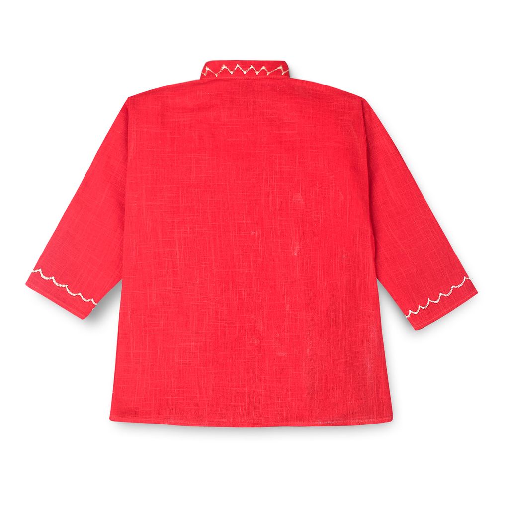 Mustmom Soft & Comfortable Traditional Embroidered Ethnic Dhoti Kurta Set for Baby Boy Annaprasana Choroonu Bhaatkhulai Rice Ceremony Weding Haldi Ceremony view 2