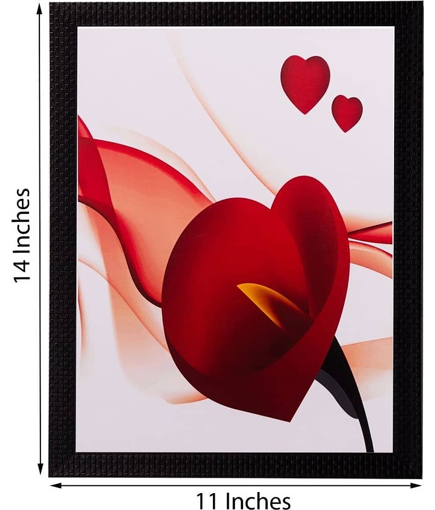eCraftIndia White & Red Floral Matt UV Framed Wall Art view 2