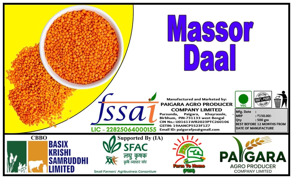 Massor Daal 500 gm - Premium Unpolished Red Lentils view 2