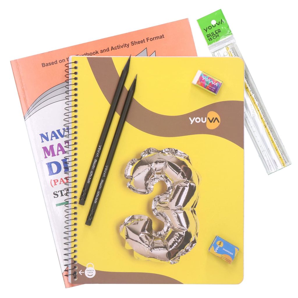 Navneet Youva Happiness Combo Mathematics Study Kit Part 2 (1 Digest + 3 Subject Book + 2 Pencils + Sharpner + Eraser + Scale) (23916) view 2