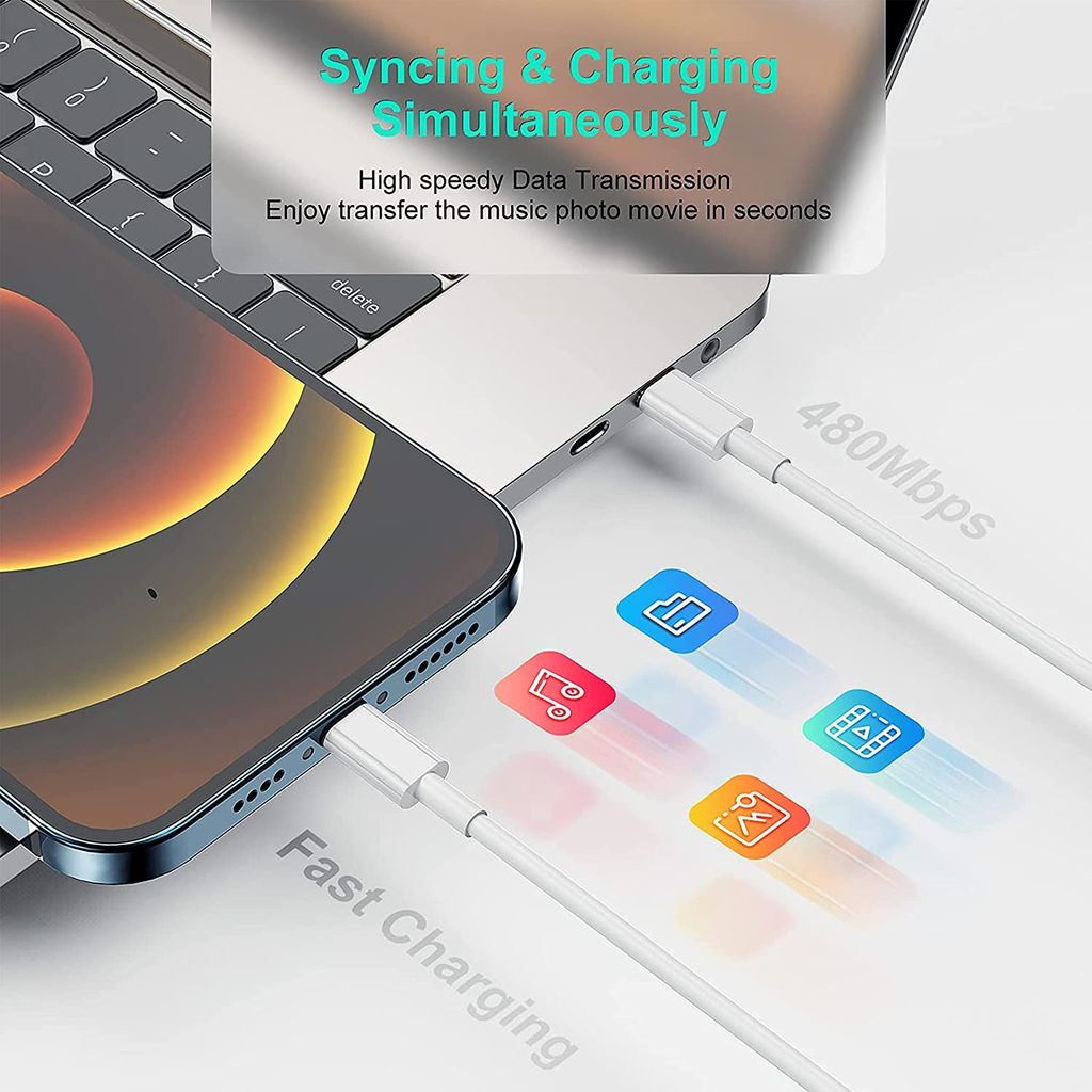 USB-C to Lightning Fast Charging Cable (1M) | PD 20W Power Delivery Cord for iPhone & iPad view 2