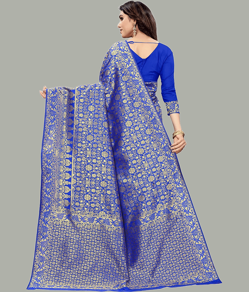 GARIYA Banarasi Silk Embellished Saree With Unstitched Blouse Piece ( Black ) view 2