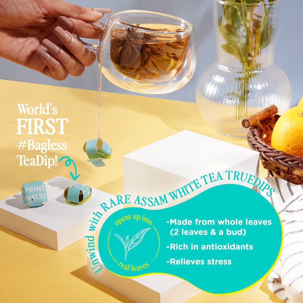 Woolah Rare Assam White Tea - World's 1st Bagless Whole Leaf Organic Tea Dip | 120 pcs (240 Cups) | Single Origin Tea | Naturally Anti-Oxidant | Relieves Stress | Plastic-free | Pack of 8 view 2