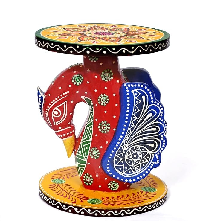 Kondapalli peacock Model Multipurpose Stool for Pooja Mandir view 2