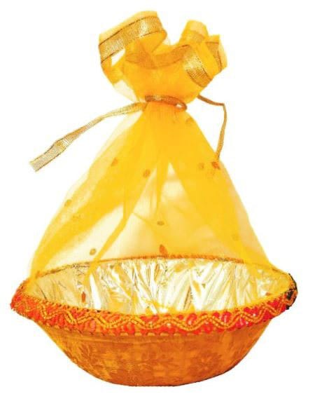 Omkar by R3 Inc. Round Gift Fancy Decorative basket for Gifts Hampers, Premium Storage, Baby Shower, Wedding gifts, Dryfruit | (Multcolor Pack of 2) 23x23 cm view 2