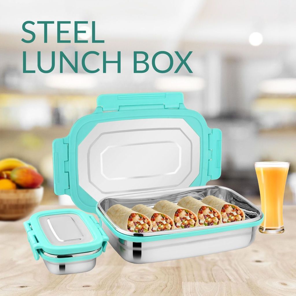 Stainless steel Airtight and Leak Proof Lunch & Tiffin Box for School/office/picnics(SeaGreen) view 2